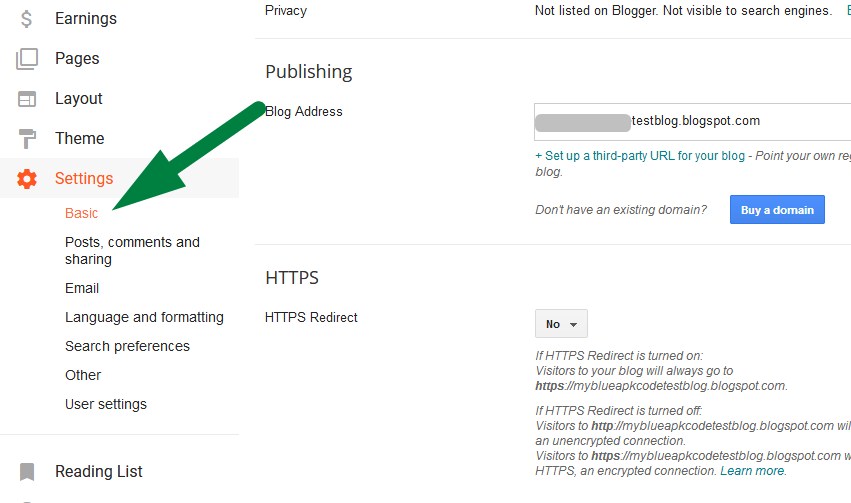 Enable HTTPS on BlogSpot Blog - Step 1
